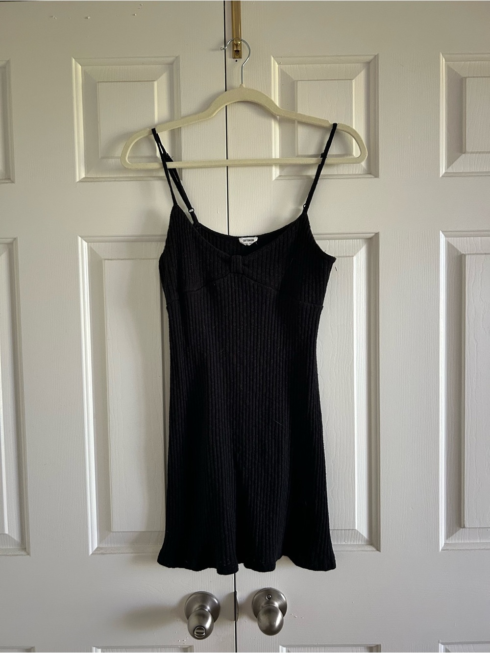 Cotton On Black Ribbed Mini Slip Dress XS
